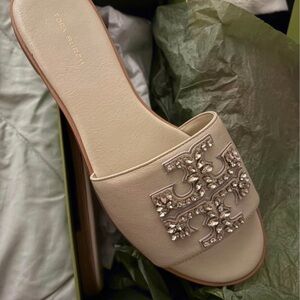 Tory Burch Women's Beige Embellished Sandals